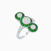 Art Deco Style Dress Ring With Illusion - Shahin Jewelry