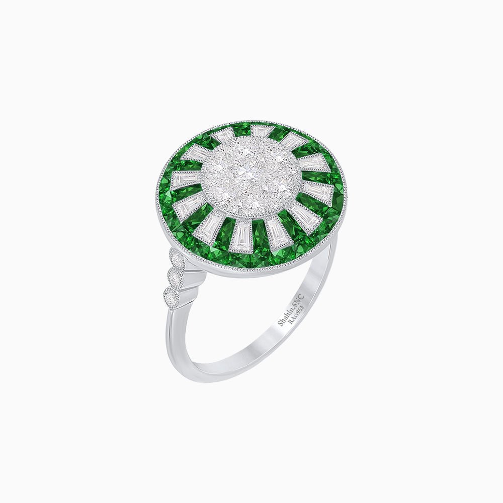 Art Deco Style Dress Ring With Illusion Setting - Shahin Jewelry