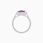 Load image into Gallery viewer, Art Deco Style Emerald Cut Double Halo (French Cut Gemstone and Baguette Halo) Mounting Ring - Shahin Jewelry