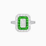 Load image into Gallery viewer, Art Deco Style Emerald Cut Double Halo (French Cut Gemstone and Baguette Halo) Mounting Ring - Shahin Jewelry