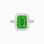 Load image into Gallery viewer, Art Deco Style Emerald Cut Double Halo (French Cut Gemstone and Baguette Halo) Mounting Ring - Shahin Jewelry