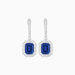 Load image into Gallery viewer, Art Deco Style Emerald Cut Drop Earrings with Diamond Halo - Shahin Jewelry