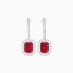 Load image into Gallery viewer, Art Deco Style Emerald Cut Drop Earrings with Diamond Halo - Shahin Jewelry