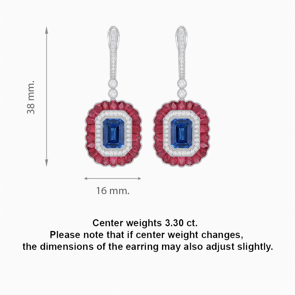 Art Deco Style Emerald Cut Earrings with Gemstones - Shahin Jewelry