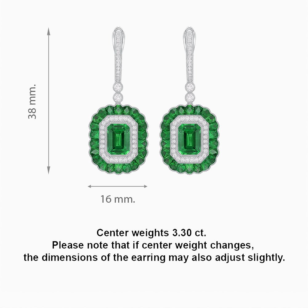 Art Deco Style Emerald Cut Earrings with Gemstones - Shahin Jewelry