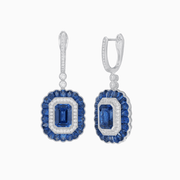 Art Deco Style Emerald Cut Earrings with Gemstones - Shahin Jewelry