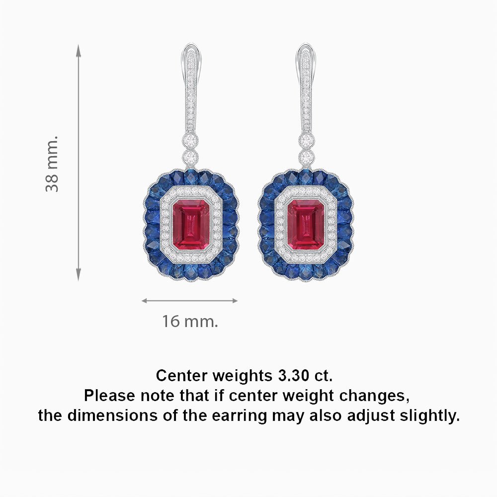 Art Deco Style Emerald Cut Earrings with Gemstones - Shahin Jewelry