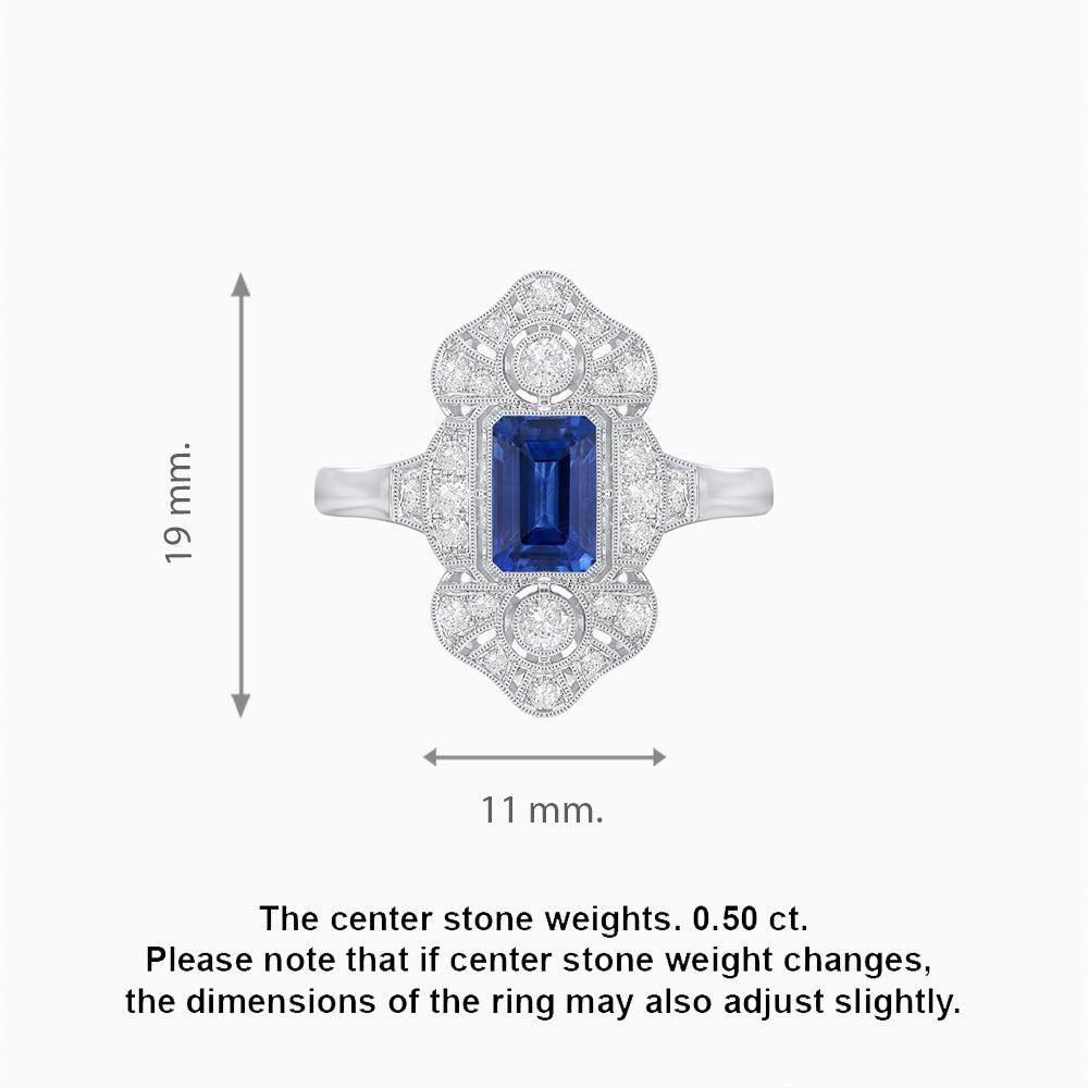 Art Deco Style Emerald Cut Gemstone Ring - Shahin Jewelry