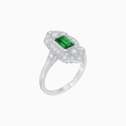 Art Deco Style Emerald Cut Gemstone Ring - Shahin Jewelry