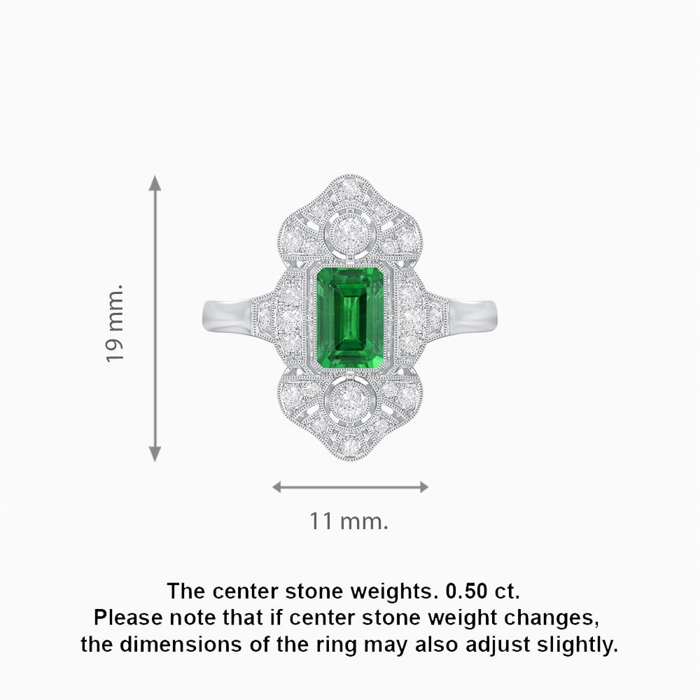Art Deco Style Emerald Cut Gemstone Ring - Shahin Jewelry