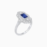 Art Deco Style Emerald Cut Gemstone Ring - Shahin Jewelry