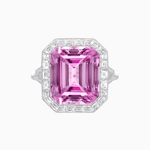 Load image into Gallery viewer, Art Deco Style Emerald Cut Gemstone Ring with Baguette Diamond Halo - Shahin Jewelry