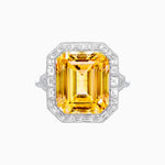 Load image into Gallery viewer, Art Deco Style Emerald Cut Gemstone Ring with Baguette Diamond Halo - Shahin Jewelry