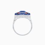 Load image into Gallery viewer, Art Deco Style Emerald Cut Geometric Engagement Ring with Diamond - Shahin Jewelry