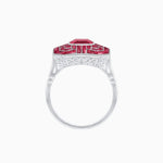 Load image into Gallery viewer, Art Deco Style Emerald Cut Geometric Engagement Ring with Diamond - Shahin Jewelry