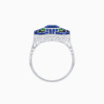 Load image into Gallery viewer, Art Deco Style Emerald Cut Geometric Engagement Ring with Diamond - Shahin Jewelry