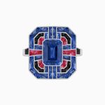 Load image into Gallery viewer, Art Deco Style Emerald Cut Geometric Engagement Ring with Diamond - Shahin Jewelry