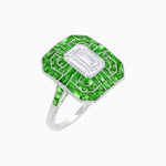 Load image into Gallery viewer, Art Deco Style Emerald Cut Geometric Engagement Ring with Diamond - Shahin Jewelry
