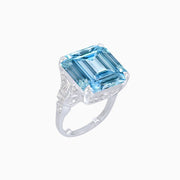 Art Deco Style Emerald Cut Ring Mounting with Baguette and Round Diamonds - Shahin Jewelry