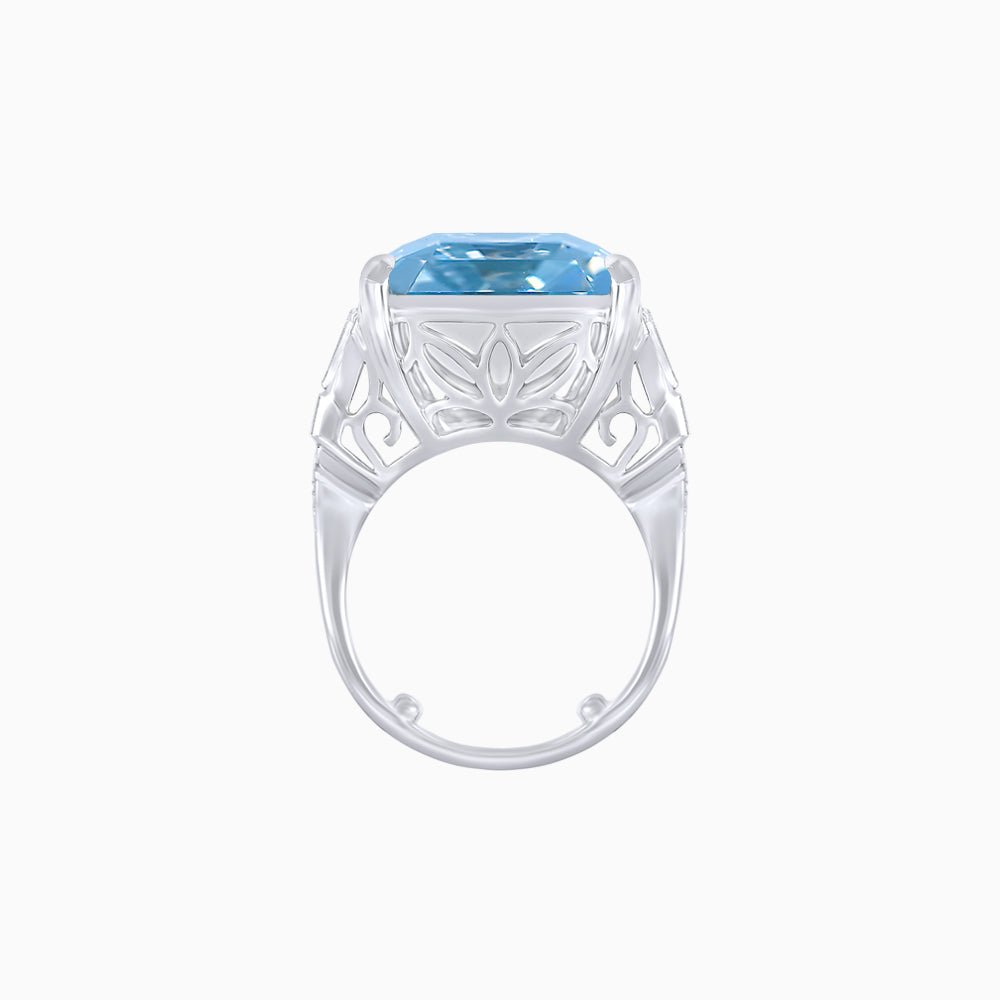 Art Deco Style Emerald Cut Ring Mounting with Baguette and Round Diamonds - Shahin Jewelry
