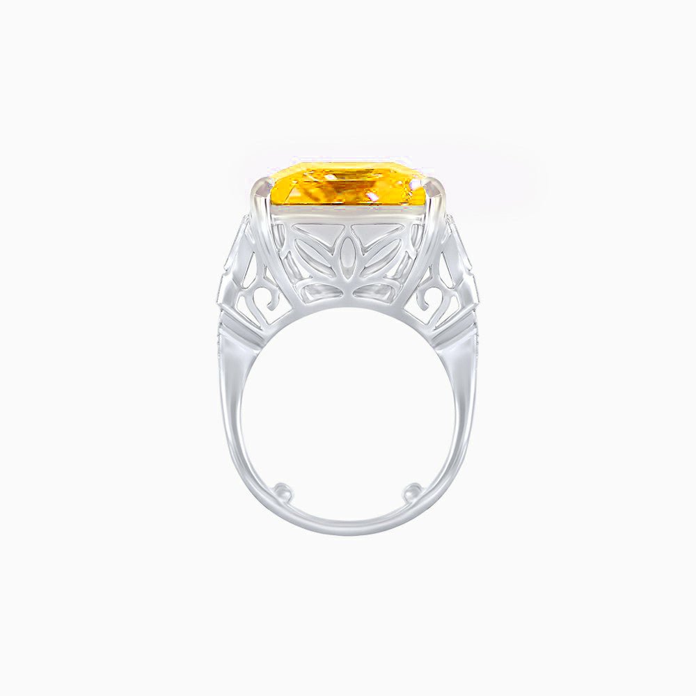Art Deco Style Emerald Cut Ring Mounting with Baguette and Round Diamonds - Shahin Jewelry