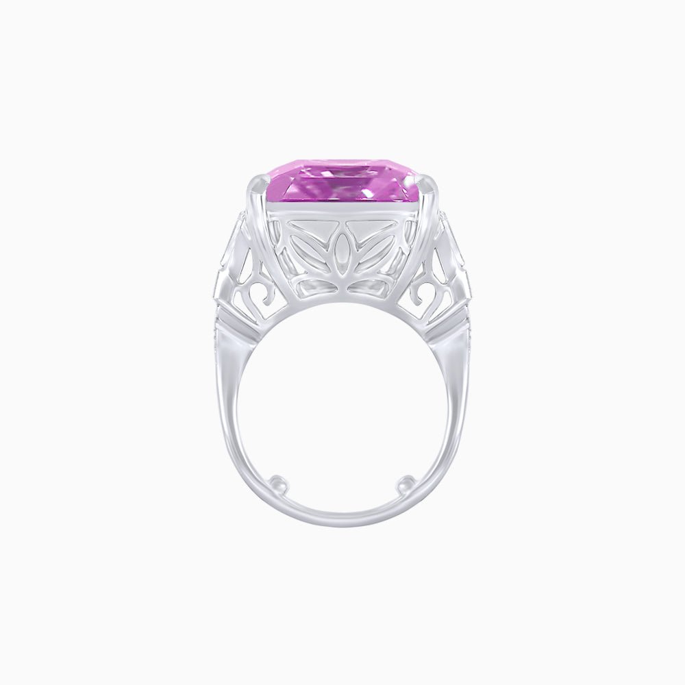 Art Deco Style Emerald Cut Ring Mounting with Baguette and Round Diamonds - Shahin Jewelry