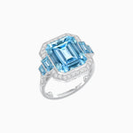 Load image into Gallery viewer, Art Deco Style Emerald Cut Ring Mounting with Diamond Halo and Matching Baguette Side Gemstones - Shahin Jewelry