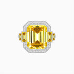 Load image into Gallery viewer, Art Deco Style Emerald Cut Ring Mounting with Diamond Halo and Matching Baguette Side Gemstones - Shahin Jewelry