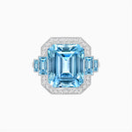 Load image into Gallery viewer, Art Deco Style Emerald Cut Ring Mounting with Diamond Halo and Matching Baguette Side Gemstones - Shahin Jewelry
