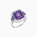 Load image into Gallery viewer, Art Deco Style Emerald Cut Ring Mounting with Diamond Halo and Matching Baguette Side Gemstones - Shahin Jewelry