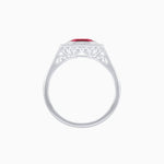 Load image into Gallery viewer, Art Deco Style Emerald Cut Ring with Calibre - Cut Baguette Diamond Halo - Shahin Jewelry