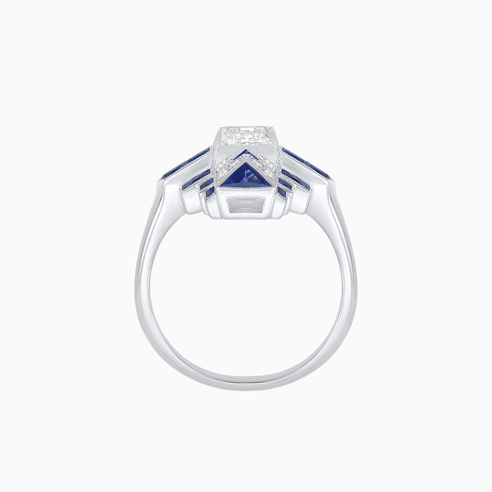 Art Deco Style Emerald Cut Ring with Geometric Elegance - Shahin Jewelry