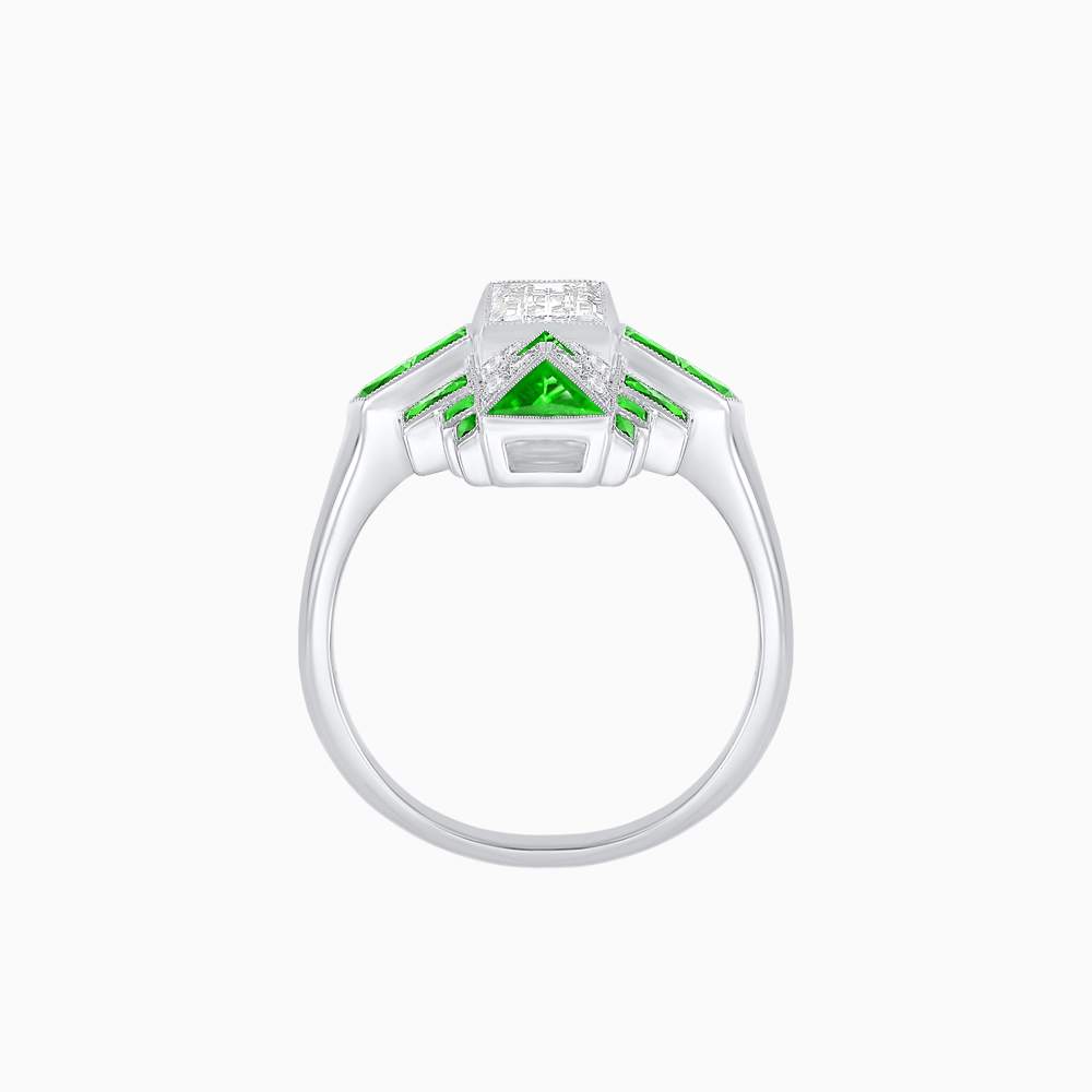 Art Deco Style Emerald Cut Ring with Geometric Elegance - Shahin Jewelry