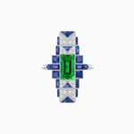 Load image into Gallery viewer, Art Deco Style Emerald Cut Ring with Geometric Elegance - Shahin Jewelry