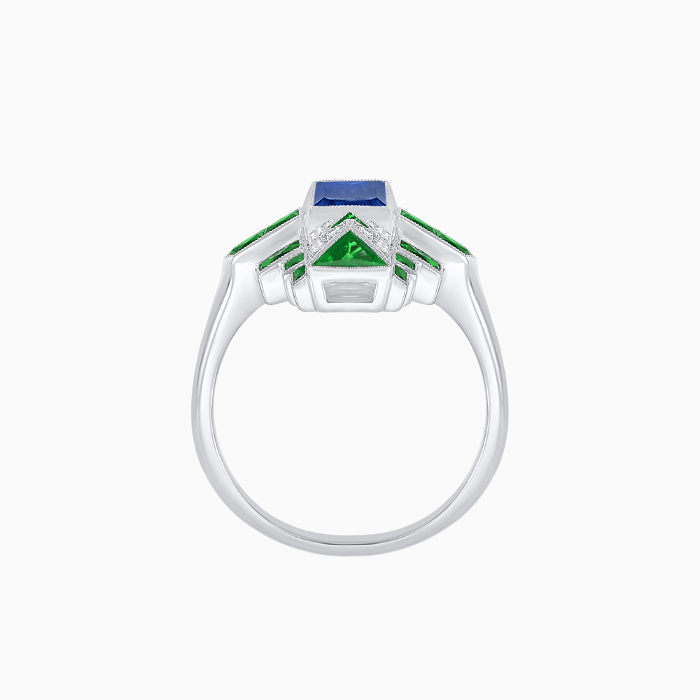 Art Deco Style Emerald Cut Ring with Geometric Elegance - Shahin Jewelry