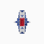 Load image into Gallery viewer, Art Deco Style Emerald Cut Ring with Geometric Elegance - Shahin Jewelry