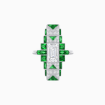 Load image into Gallery viewer, Art Deco Style Emerald Cut Ring with Geometric Elegance - Shahin Jewelry