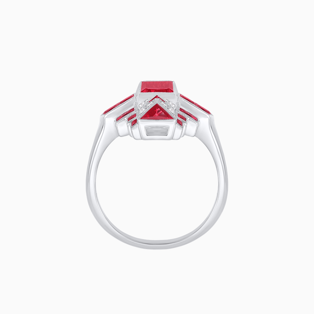 Art Deco Style Emerald Cut Ring with Geometric Elegance - Shahin Jewelry