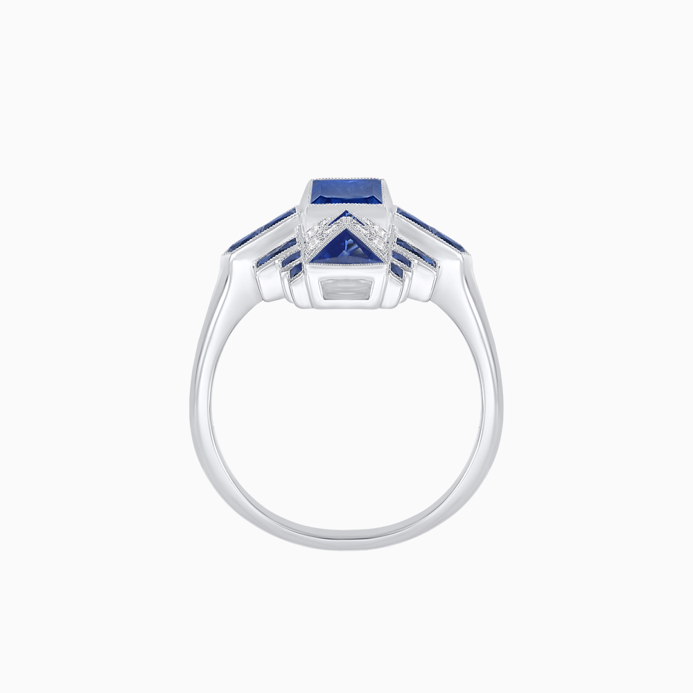 Art Deco Style Emerald Cut Ring with Geometric Elegance - Shahin Jewelry