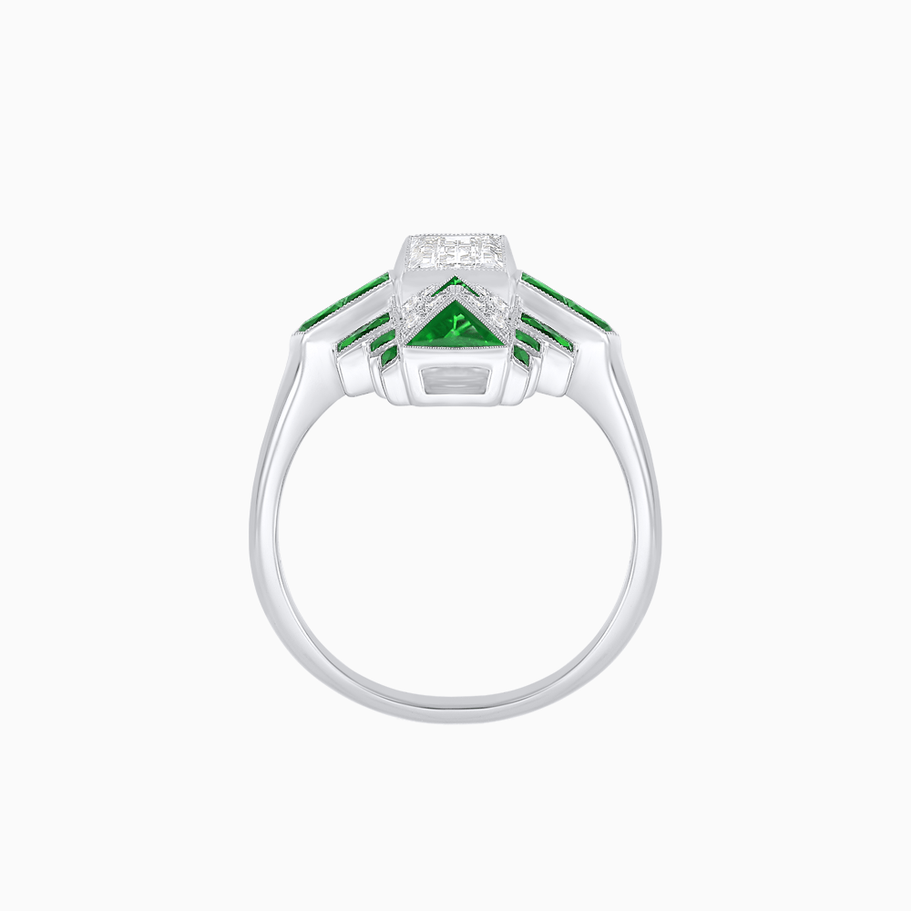 Art Deco Style Emerald Cut Ring with Geometric Elegance - Shahin Jewelry