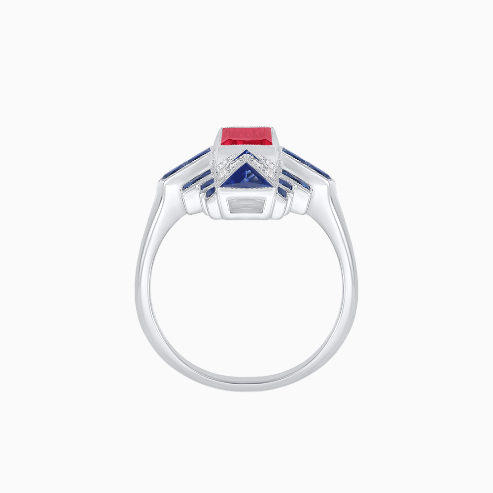 Art Deco Style Emerald Cut Ring with Geometric Elegance - Shahin Jewelry