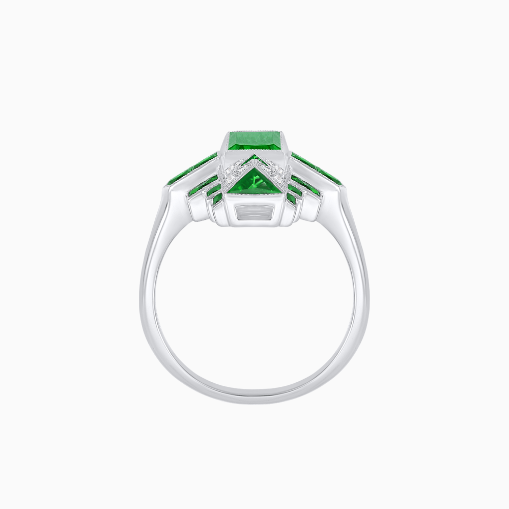 Art Deco Style Emerald Cut Ring with Geometric Elegance - Shahin Jewelry