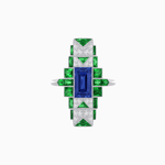 Load image into Gallery viewer, Art Deco Style Emerald Cut Ring with Geometric Elegance - Shahin Jewelry