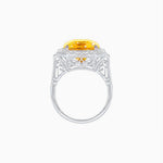 Load image into Gallery viewer, Art Deco Style Emerald Cut Semi-Precious Gemstone Ring with Octagonal Diamond Halo - Shahin Jewelry
