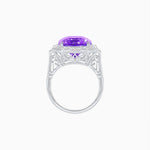 Load image into Gallery viewer, Art Deco Style Emerald Cut Semi-Precious Gemstone Ring with Octagonal Diamond Halo - Shahin Jewelry