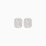 Load image into Gallery viewer, Art Deco Style Emerald Cut Stud Earrings with Baguette Diamond Halo - Shahin Jewelry