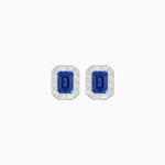 Load image into Gallery viewer, Art Deco Style Emerald Cut Stud Earrings with Baguette Diamond Halo - Shahin Jewelry