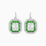 Load image into Gallery viewer, Art Deco Style Emerald Cut Stud Earrings with Illusion Emerald Cut Diamonds - Shahin Jewelry
