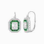 Load image into Gallery viewer, Art Deco Style Emerald Cut Stud Earrings with Illusion Emerald Cut Diamonds - Shahin Jewelry
