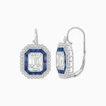 Load image into Gallery viewer, Art Deco Style Emerald Cut Stud Earrings with Illusion Emerald Cut Diamonds - Shahin Jewelry
